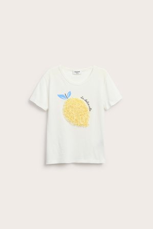 Kappahl | Topp med citronapplikation Offwhite 134/140 | Barn