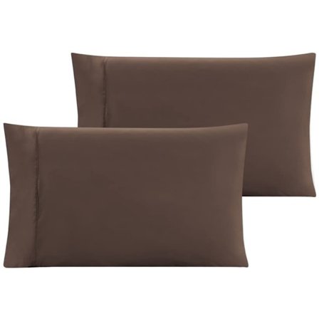 Set med 2 stora enfärgade örngott i borstad mikrofiber (brun, 20 x 40 tum)