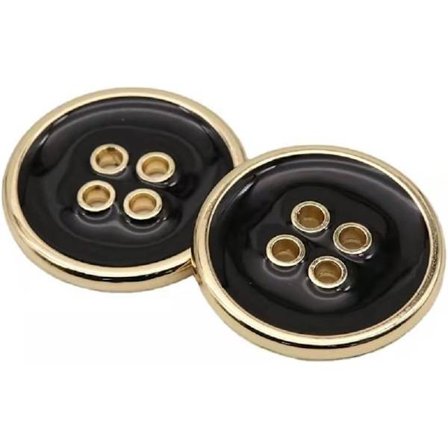 12 stk. Fire-Huls Metalknapper Kostumeknapper Håndværk Dekorative Knapper til Syning DIY (20mm, Sort Guld)