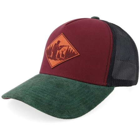 Hunter - Röd trucker Keps - Deer Hunter Engraved Orange Patch Burgundy Canvas A-Frame Trucker @ Hatstore