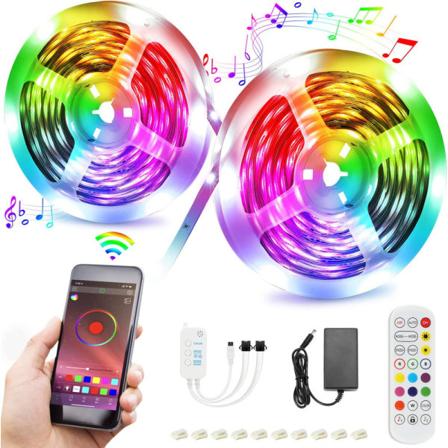 Led Strips, 15 M Rgb Lamps With Lights Bluetooth Control
