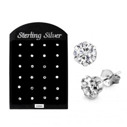 1 par øreringe i 925 sterlingsølv med 3 mm CZ