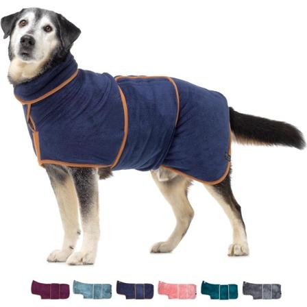 Håndklejakke for hund – Mikrofiber Håndklejakke/Kåpe – Superabsorberende Kjæledyr/Valpe Badekåpe – Justerbar Krage/Hetter og Magebånd Teal L