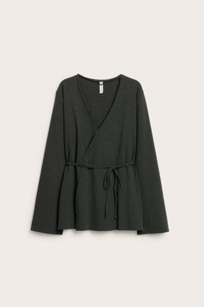 Kappahl | Ribbad omlottkofta | Antracit