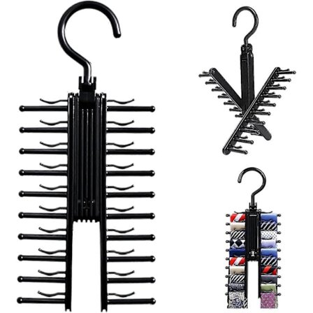 Slipsställ Slipsbältesställ Organizer Hängare Hållare Med Halkfritt Fästklämma För Slipsar Bälten Silke Scarves