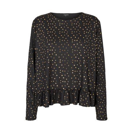 Liberté Alma Frill T-shirt Sort, Dame Bluser, Størrelse: M/L