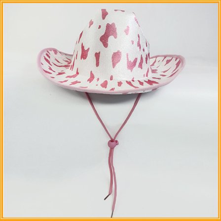 Rosa prikkete cowboyhatt Halloween Western Milk Cowboyhatt