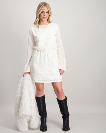 LMTD NLFRISIANNA LS SHORT DRESS Wit Jurken Meisjes - Kids Brand Store