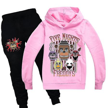 Børns Five Nights At Freddy's Træningssæt Sæt Langærmet Casual Hoodies Hættetrøje Top Bukser Fnaf Outfits Aktivt Tøj Loungewear Gave[HK] Pink 9-10 