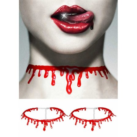 Kvinde Halloween Kostume Piger Blod Halskæde Halskæde Blod Dråbe Halskæde Halloween Dekorationer Gaver Halloween Vampyr Halskæde Tilbehør 2stk