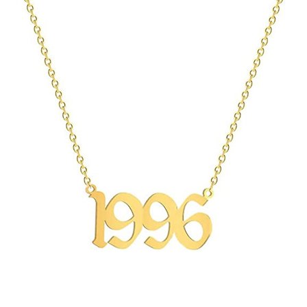 Halsband med födelseår, 18k guldpläterat halsband med födelseår