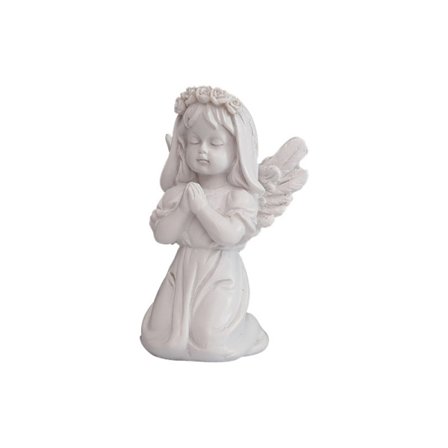 Knælende Bedende Engel Statue Figurine Hvid Resin Mini Pige Engel Vinger Statue Skulptur Væg Dekoration - Sød Have Kontor Engel Statuer Samleobjekter 