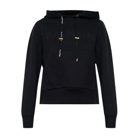 Balmain Branded Hoodie Sort, Dame