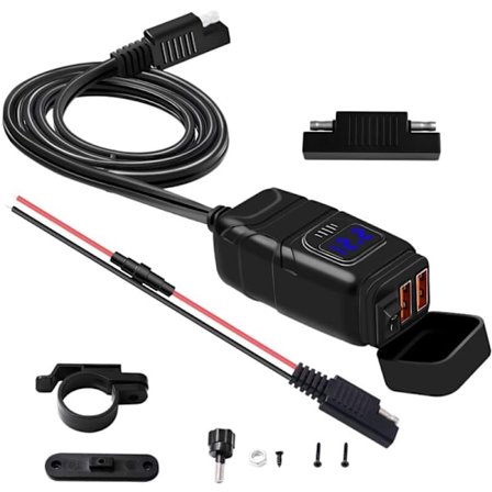 Vattentät motorcykel dubbla USB-laddningsport strömadapter voltmätare & på/av, för telefon GPS surfplatta etc