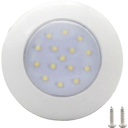 15 LED Rundt Bil Interiørlys, 12V Hvit Lys Vanntett Interiørlys, 95mm