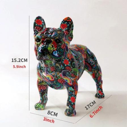Maleri Graffiti Bulldog Statue Trykt Harpiks Hund Håndværk Hjem Dekoration