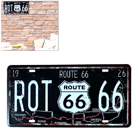 Route 66 USA R66 rekisterikilpi amerikkalainen metallikyltti vintage-kilpi auto rekisterikilpi autotalli kodin seinäkoriste
