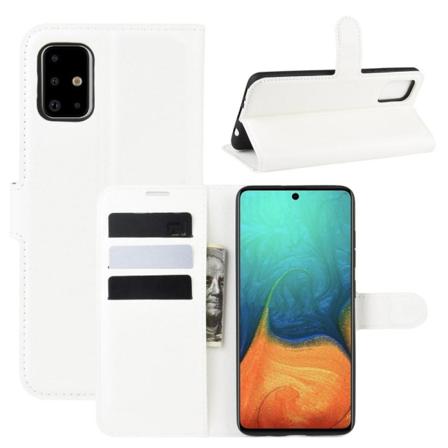 Samsung Galaxy A71 - Litchi Plånboksfodral - Vit White Vit