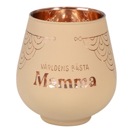 Lykta Mamma Glas Mirror Candle med text Ljuslykta