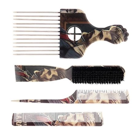 Praktisk hårstylingskamsett i ABS rustfritt stål med unike mønstre Afro hårplukkekam for menn og kvinner