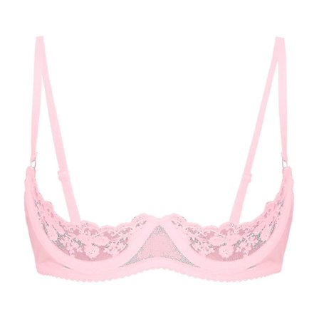 Naisten 1/4 kupin kaarituelliset rintaliivit halterneck O-renkaalla läpinäkyvää pitsiä push-up rintaliivit alusvaatteet avoimet rintaliivit Xinmu