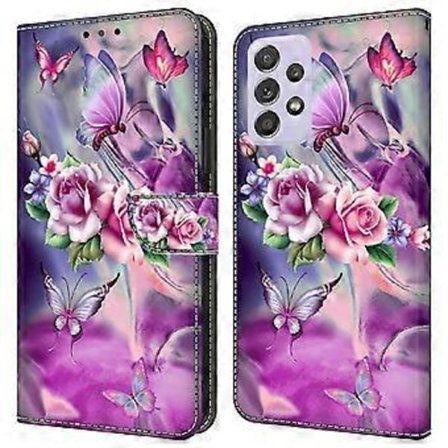 Til Galaxy A52 4G Telefon Cover (Sommerfugle/Blomster)