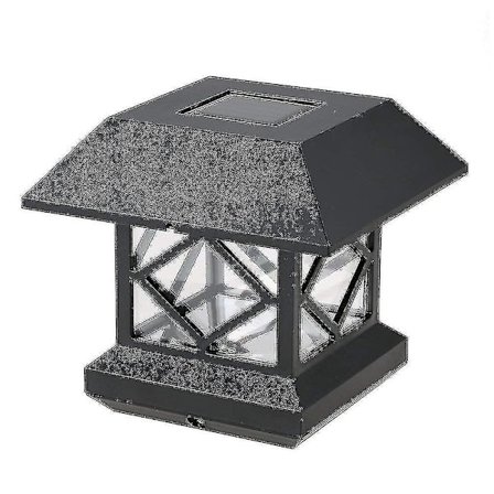 Solcelle utendørs stolpehattlys, sterkt LED-lys kompatibelt med gjerde, terrasse, hage