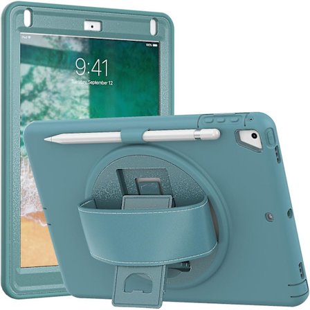 Heavy Duty Protection Case För Ipad 9.7 Tum 2018/2017 Med Handrem, Penhållare, Full Protection Cover