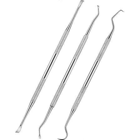 3 Stykker Hund Tannskrape og Skrape i Rustfritt Stål Dobbelthodet Tannstein Fjerner Skrape Kjæledyr Tannrengjøringsverktøy for Hund og Katt (Sølv)