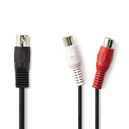 DIN 5-pinners lydkabel 20 cm - 2x RCA hunn