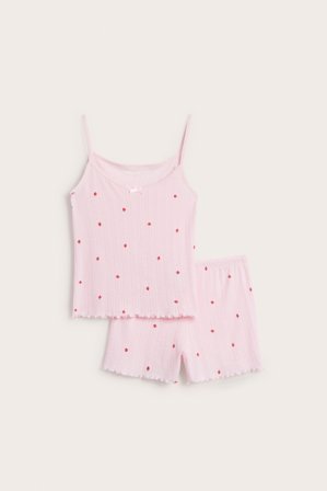 Kappahl | Pointelle-kuvioinen pyjamasetti | Pinkki
