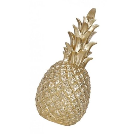 Dekorativ ananas i keramikk, gull, 7,5x20 cm