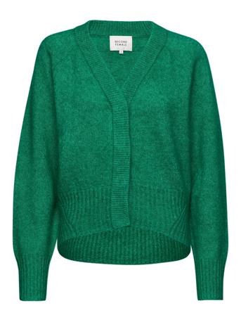 Brook Knit Boxy Cardigan Strikkegenser Cardigan Grønn Second Female
