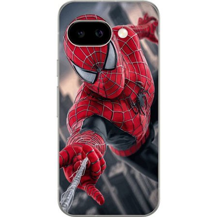 Kompatibelt Mobilskal till Google Google Pixel 9a Dynamisk Spider-Man-illustration i actionperspektiv, superhjältetema med rörelseekonomi och känsl