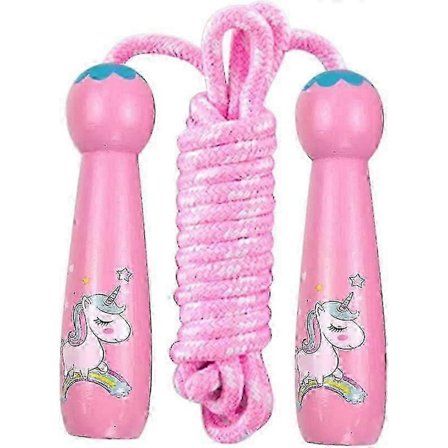 Lasten hyppynaru (vaaleanpunainen yksisarvinen), lasten hyppynaru lasten puukahvainen hyppynaru 2,5 m joulu syntymäpäivä lastenpäivä GS