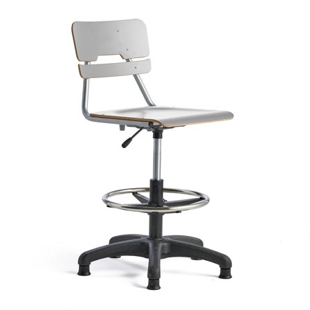 Stuhl LEGERE höhenverstellbar, große Sitzfläche, mit Gleitfüßen, H 500-690 mm, grau
