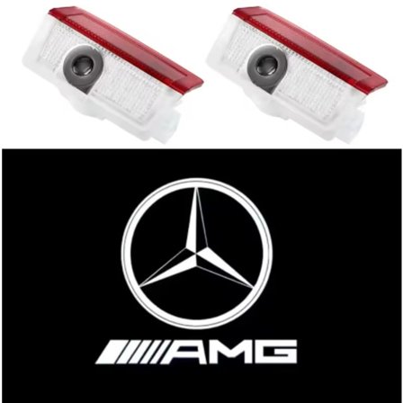 2 stk Velkomstbelysning for bildører med emblem for Mercedes-Benz A-, C-, E-, GLC-, GLA-, GLE- og GLB-klasse W177, W205, W212, W213, X253 A