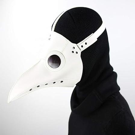 Pestsdoktor Mask i Konstläder Steampunk Lång Fågelnäbb Halloween Cosplay Festdräkt White