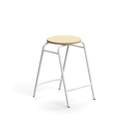 Hocker ALTUS, H 590 mm, weiß/Birke