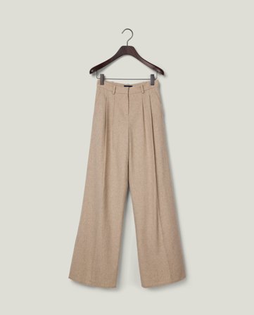 Lexington Maßgeschneiderte Wollmischung Weite Hose, Beige Melange