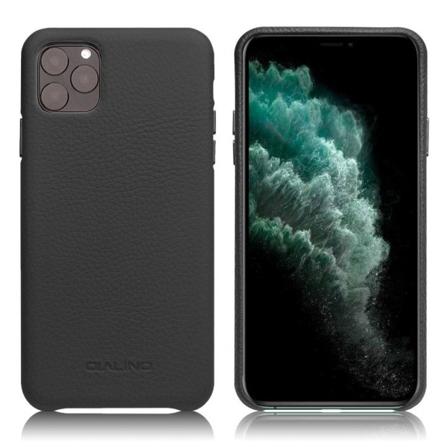 Qialino Lichee Aito nahkainen suojakuori iPhone 11 Pro Maxille - Musta Black