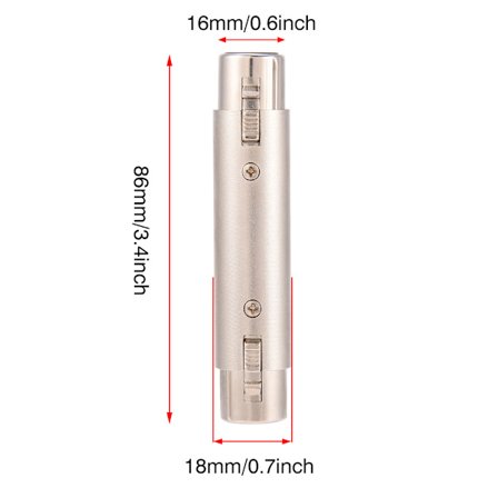2 st 3-Pin XLR Hona till Hona Ljud Mikrofon Mic Adapter Kontakt
