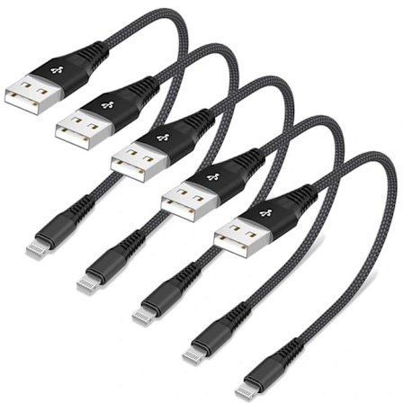 QU-5-pack kort Lightning-kabel (20 cm). iPhone snabbladdningskabel USB