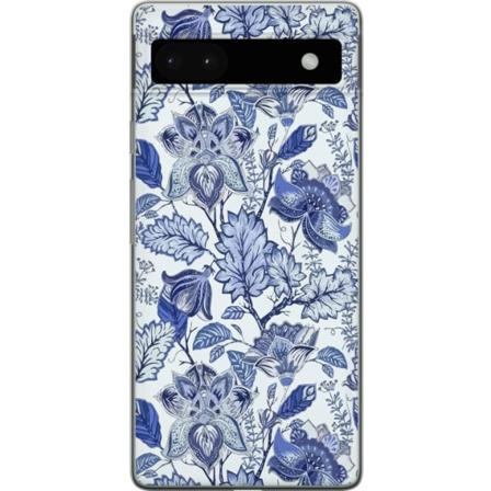 Google Pixel 6a Läpinäkyvä kuori Kukat Sininen...