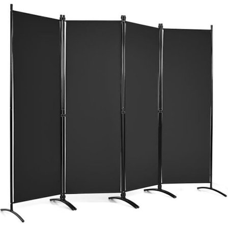 COSTWAY Fristående skärm 4 paneler Vikbar 220x173 CM, Room Divider Protect Privacy, Svart