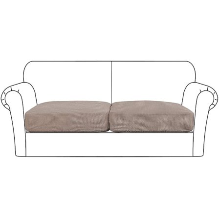 Høy strekk seteputer trekk sofa pute møbelbeskytter med elastisk bunn for 1/2/3 seter, taupeBY