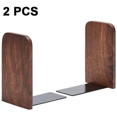 Bokstöd i trä 1 par Tysk Bok Icke-glid Skrivbordsbokhållare (Buche-A), Svart Valnöt Fyrkantigt Huvud