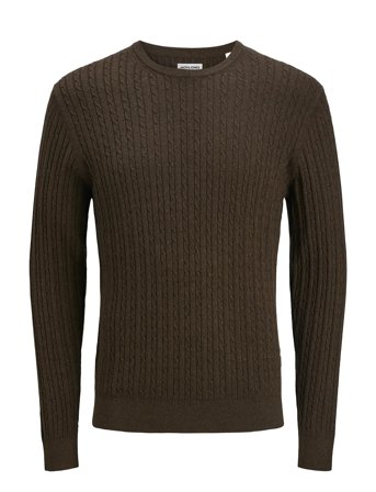 Jjeemil Knit Cable Crew Neck Noos Brown Jack & J S