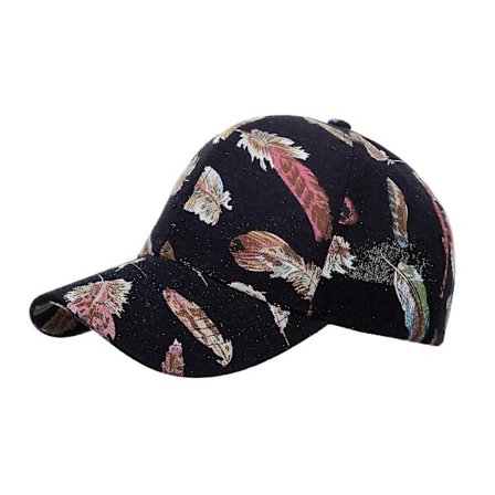 Baseball Cap Casual Foldable Bred Brei Anti-fade Justerbar Solbeskyttelse Pustende Mote Fjær Trykk Utendørslue For Shopping