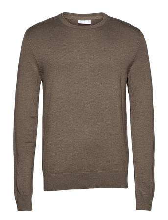 Melange Round Neck Knit Strikkegenser M. Rund Krage Grå Lindbergh